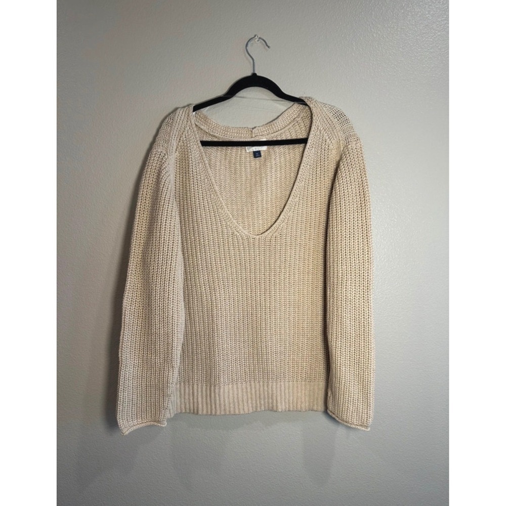Universal Thread Womens XXL Tan Beige Shaker Knit V-Neck Pullover Sweater